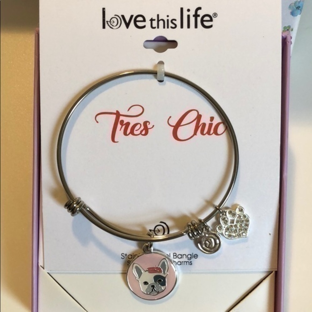 NIB TRES CHIC DOG & palm charms bracelet